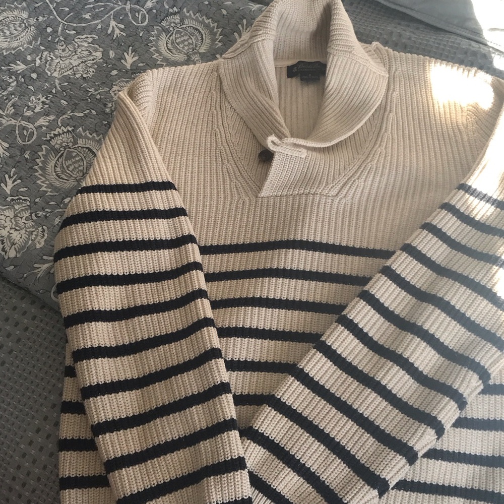 Brooks brothers womens Cream and Black Striped Sweater